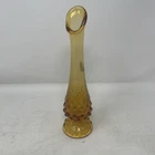 Vintage Fenton Swung Glass Case Amber Hobnail 10"