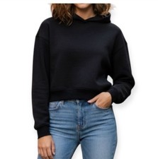 Zyia Active Black Mettle Women s Cropped Hoodie Hooded Top - Size Medium