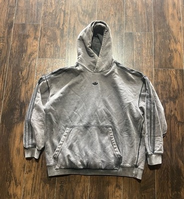 Adidas Premium Essentials Retro Hoodie JD0245 Mens XL Faded Dark Gray Black