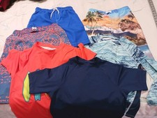 LOT OF 6 LANDS'END OP FIRST WAVE 3 Swim Shorts/3 Swim Tops Size M/Lg 10/12 GUC