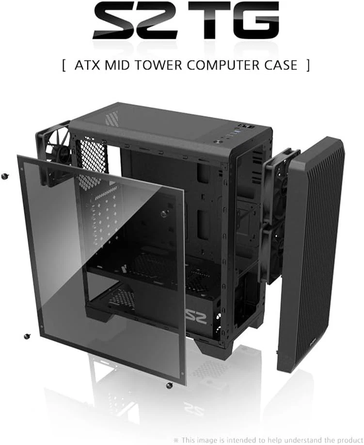 High Airflow S2 TG ATX Mid-Tower Case - Supports Up to 8 Cooling Fans - Image 4 of 4