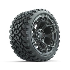 Set Of 4 Madjax 15 Gloss Gunmetal Lifted Golf Cart Wheels On 23 At Tires