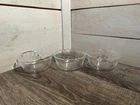 3 Vtg Pyrex Corning 464 Clear Glass Scalloped Edge Custard Cups 10oz 300mL