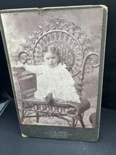 Antique Cabinet Card Young girl Child Dress Victorian Chair Ohio Work Studio