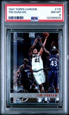 1997 TOPPS CHROME #115 TIM DUNCAN ROOKIE RC PSA 8