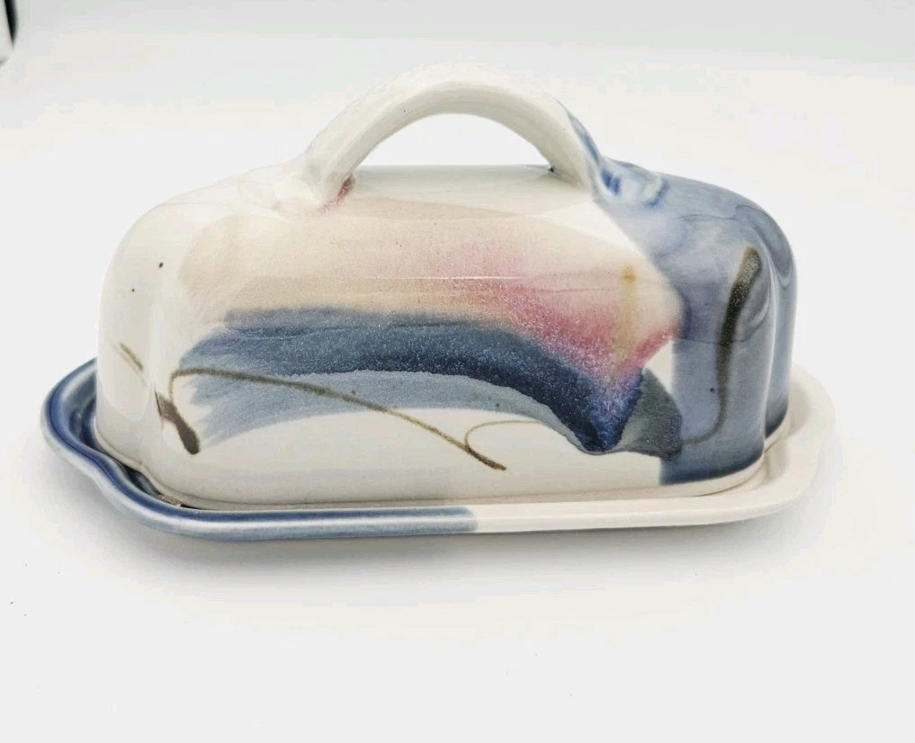 Handcrafted Jerry POLLARI Ceramic Butter Dish & Lid Pacific Northwest Artist