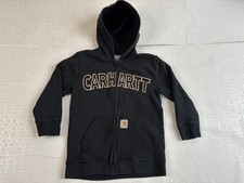 Carhartt Youth Hoodie Boy Size Small Black Full Zip Spell Out Logo