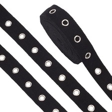 6.25 Yards Cotton Grommet Tape Eyelet Tape 1inch Wide Black Eyelet Grommet Ta...