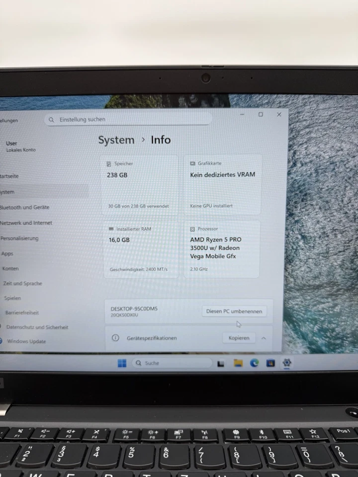 Lenovo ThinkPad T495s · Ryzen 5 PRO 3500U · 16GB · 256GB, Foto 3 von 5