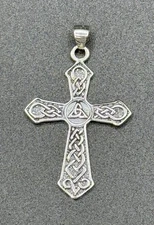 New Condition Sterling Silver Celtic Cross Triquetra Pendant 925 