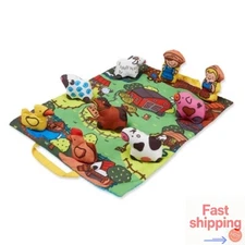 Melissa & Doug Take-Along Farm Play Mat with 9 Animals - Folds into Storage Bag