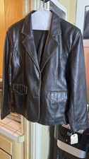 Men's Leather Blazer Jacket with Classic Lapel 1990