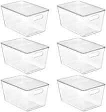 6 Pack Clear Stackable Storage Bins with Lids