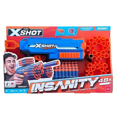 Zuru X-Shot Insanity Manic Blaster 48 Darts Air Pocket Tech Customizable Toy New