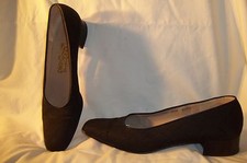 Salvatore Ferragamo Black Signature Logo Embossed Textile Low Heel Shoes 9.5AAAA