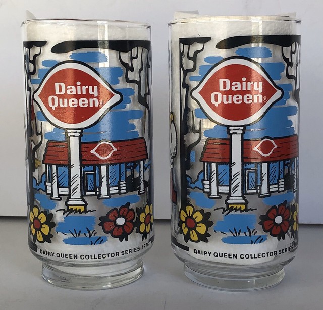 Set Of 2 Dairy Queen DQ Kids & Friends Clear Glass Tumblers 1976 eBay