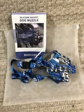 Silicone Basket Dog Muzzle, Small, Size #1, Blue/ Grey/ Black