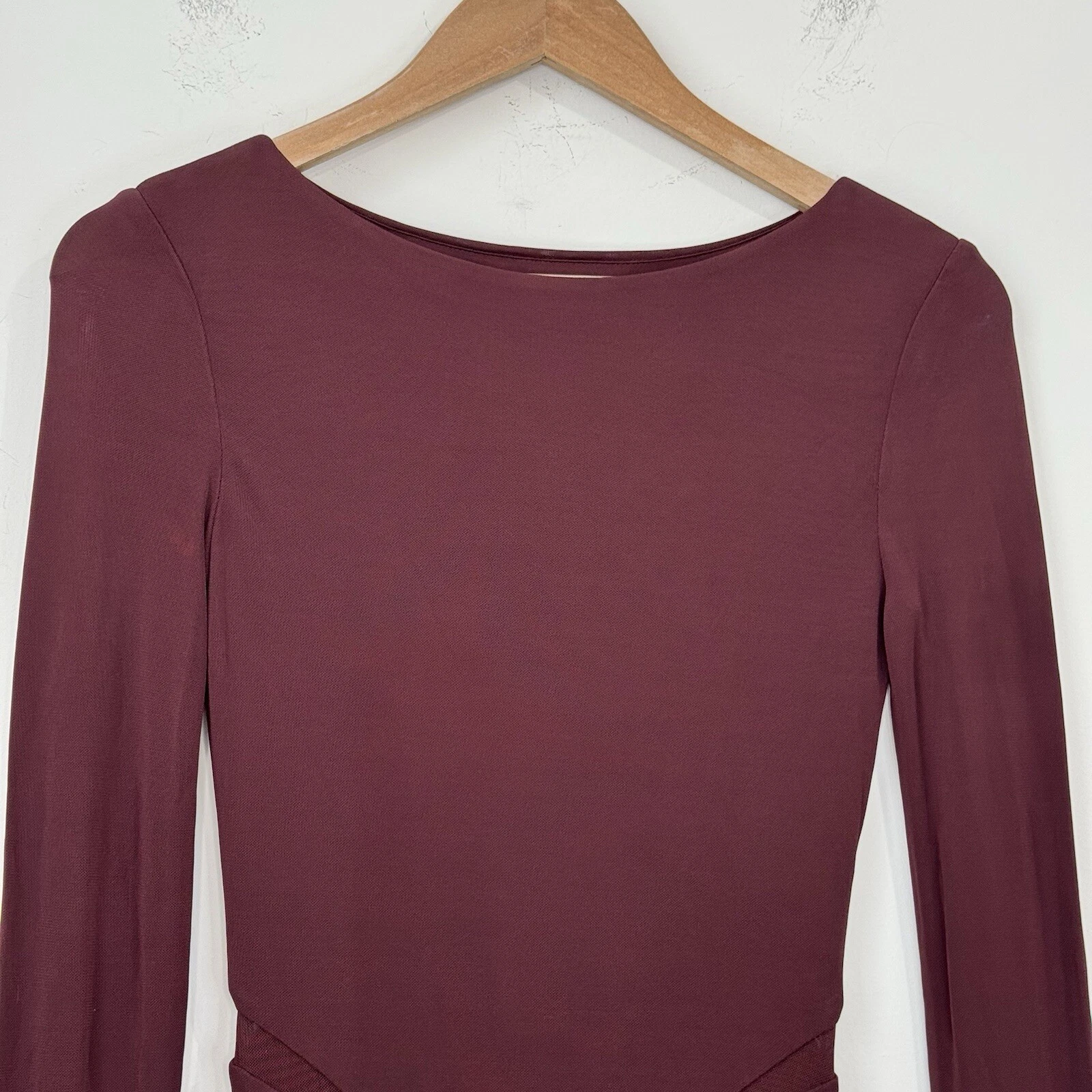 T Alexander Wang Mini Abito Tubino Maglia Manica Lunga Taglia XS Maglia Borgogna