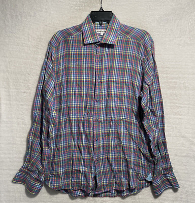 International Laundry Button Shirt Mens Medium Multicolor Check Long Sleeve
