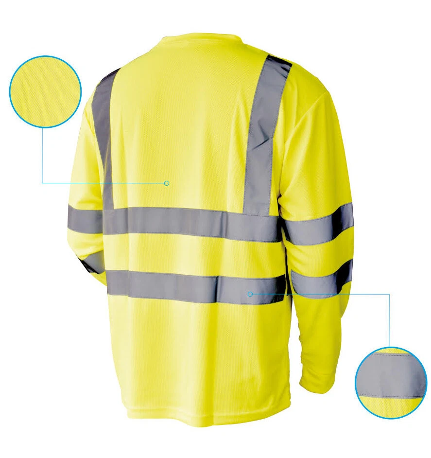 Hi Vis T Shirt ANSI Class 3 Reflective Safety Lime Short Long Sleeve Road Work image 7