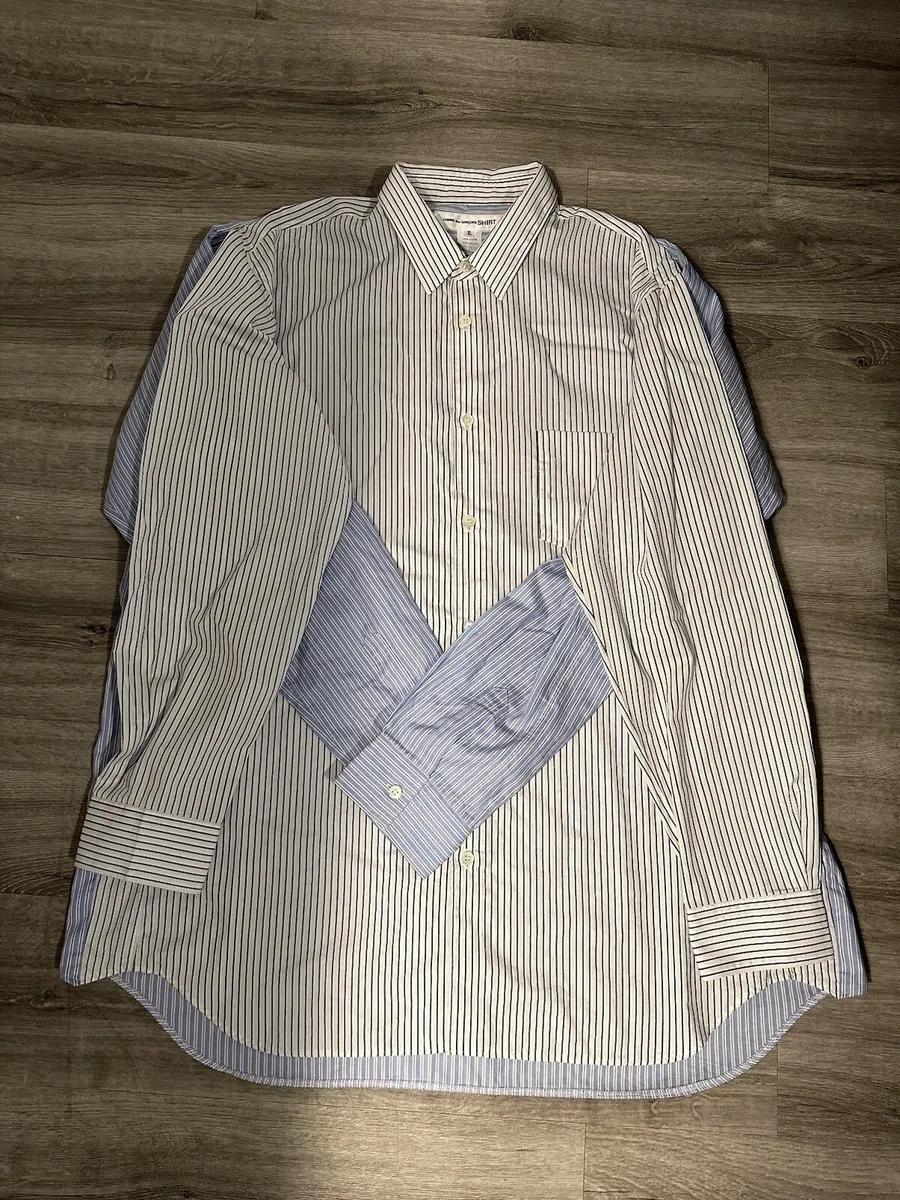 COMME DES GARCONS SHIRT Double Sleeve Layered Stripe Shirt Size XL MSRP $