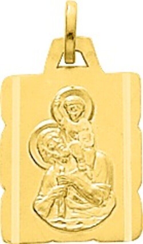 Medalla Religiosa Rectangular Del con Cristopher de Oro 18 Quilates