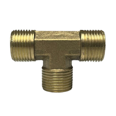 3/8  Male To Male BSP 3 Way Brass Pipe Tee Fitting Adapter Splitter Connector