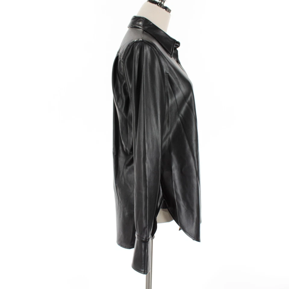 Top Robert Graham Nuevo con Etiquetas Jena Recubierto Imitación Cuero Abotonado Talla L en Negro Foto 4 de 4