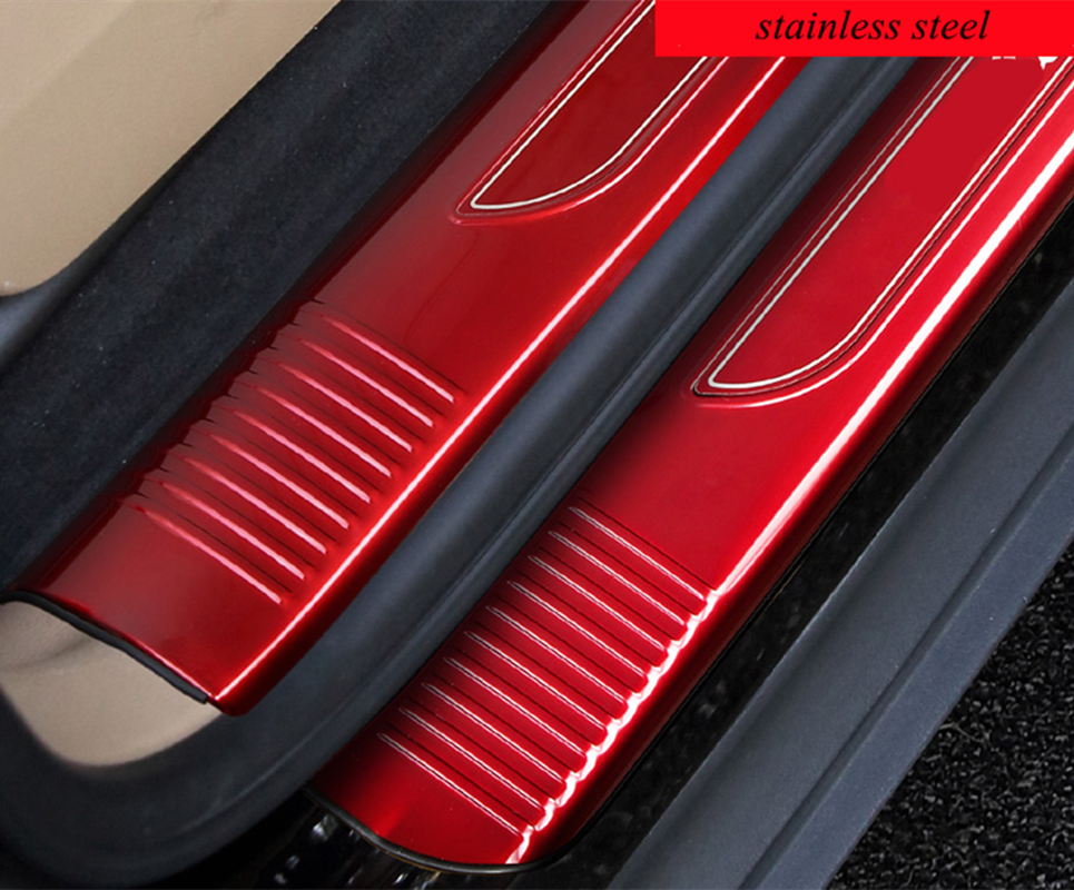 For Porsche Macan 142021 Red Stainless steel Door Sill Scuff Plate Guard Cover eBay