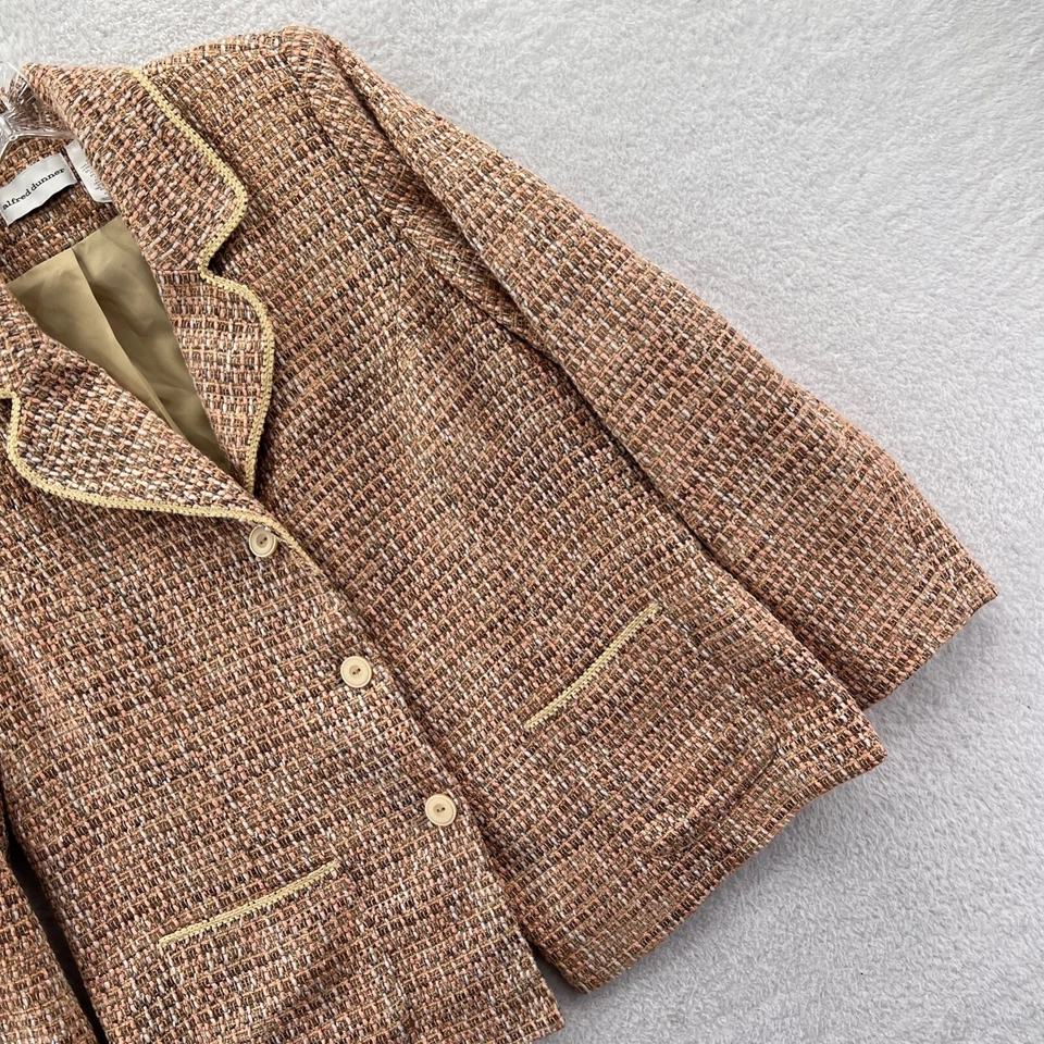 Chaqueta Blazer Alfred Dunner Mujer Talla 12 Marrón 40x28 Traje Abrigo Abotonado Top Foto 3 de 4