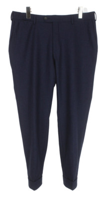 Suitsupply Soho Turn-Up Hose Herren UK 36 Reine Wolle Dunkel Zip Fly Formelle