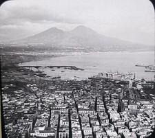Naples, Italy, Panorama With Vesuvius, Magic Lantern Glass Slide
