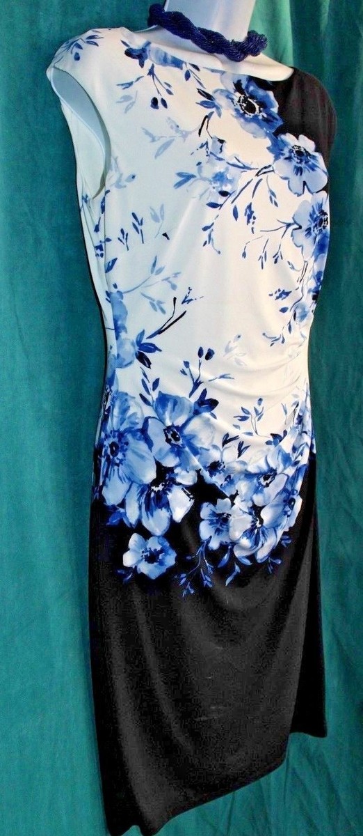 RALPH LAUREN Floral Matte Jersey Sheath Dress Ruched Side Sz 6 Travel Knit  Lined | eBay
