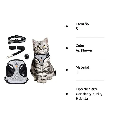 Arnes Gato Transpirable Arnes para Perro Pequeño, Ajustable Reflectante Arnés p - Imagen 8 de 8