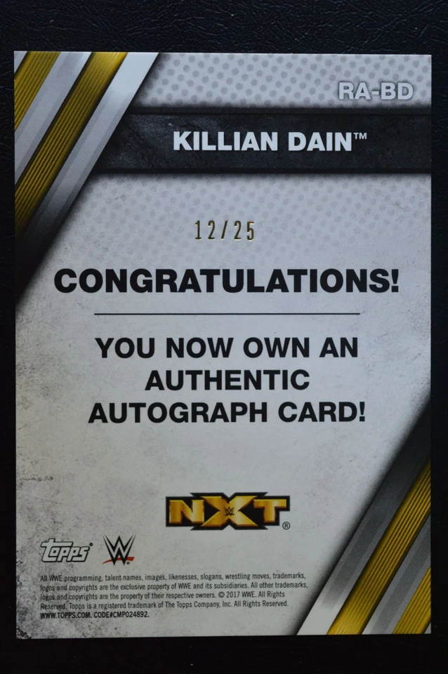 2017 Topps WWE NXT Autographs Silver KILLIAN DAIN /25 - Image 2 of 2