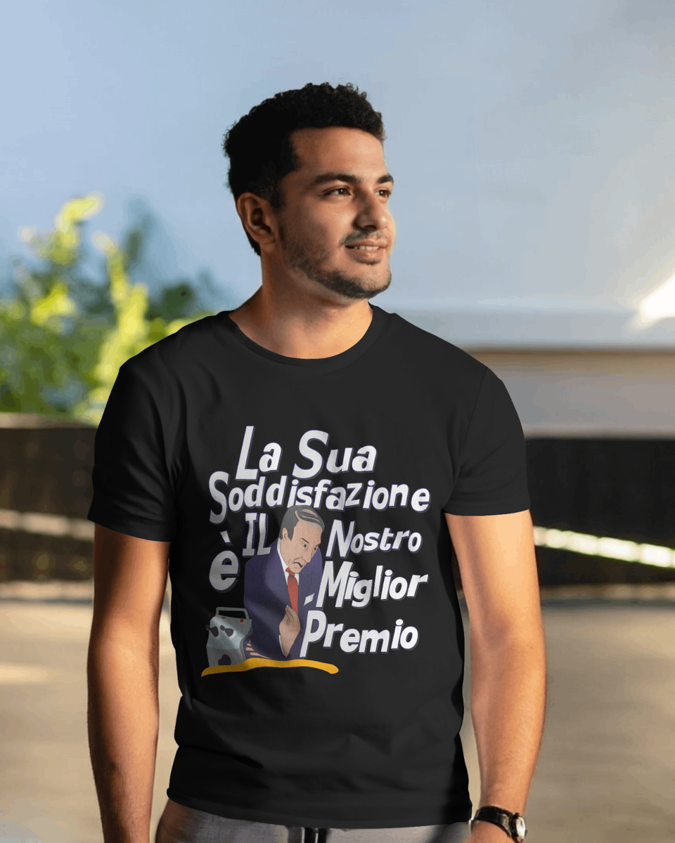 T-shirt unisex vari colori con stampa: La sua soddisfazione è la