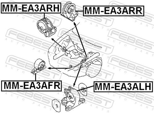 Fits FEBEST MM-EA3ALH PODUSZKA SILNIKA LEWA MITSUBISHI UK Stock - Picture 2 of 5