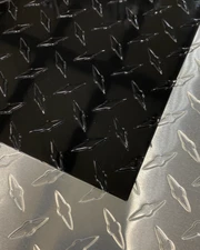 12" x 24" Black Gloss Diamond Plate Aluminum .050" Thick - 16 Gauge, Embossed