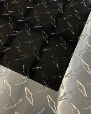 24'' x 48'' Black Gloss Diamond Plate Aluminum .050'' Thick - 16 Gauge, Embossed