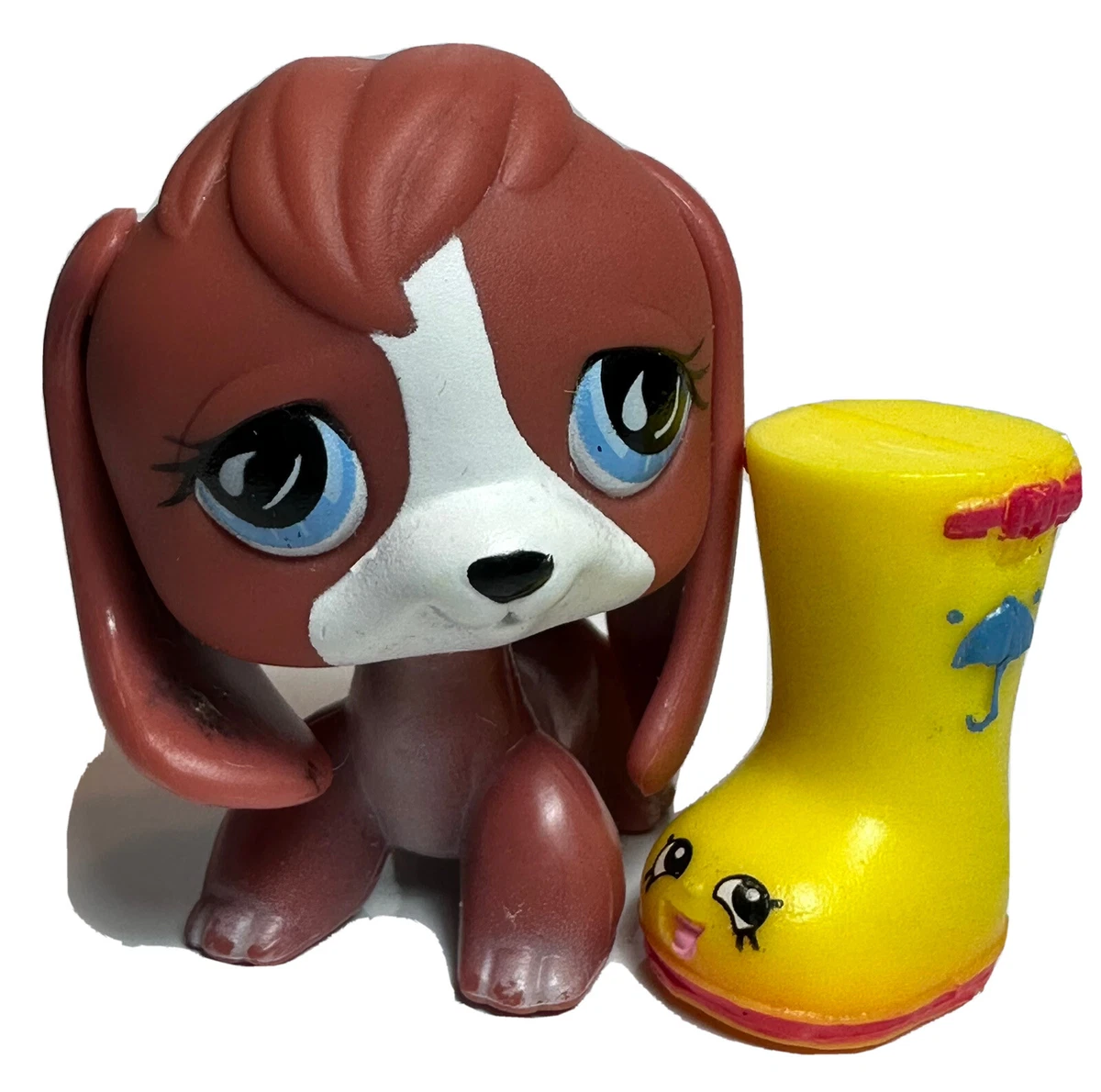 AUTHENTIC Littlest Pet Shop LPS 567 Brown Beagle Puppy Dog Blue Teardrop Eyes