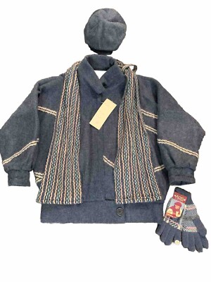 Vtg NWT Epsilon 100% Pure Wool Western Jacket Womens L Canada Scarf Hat Gloves