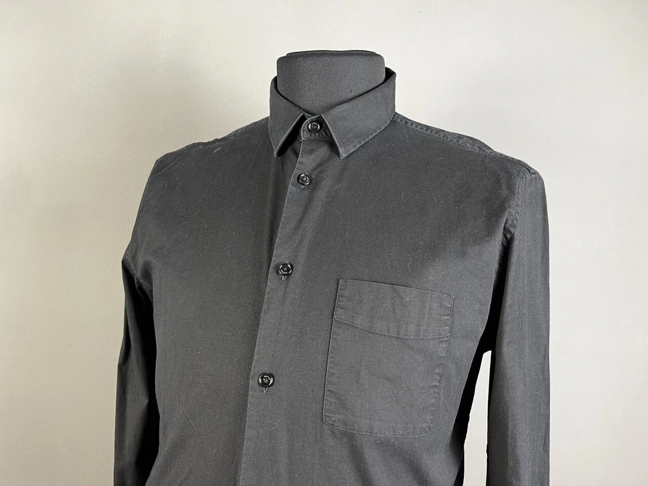 Versace camicia uomo elegante manica lunga con bottoni nera taglia 43