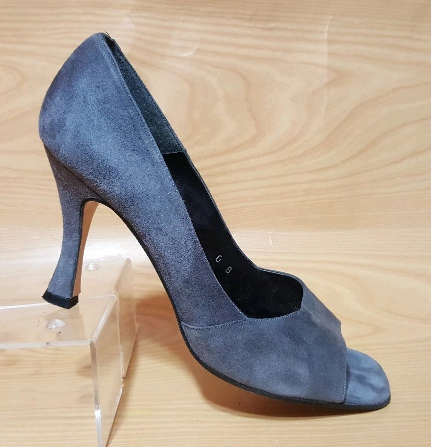 Coup D'etat Made in Spain Peep Toe Gray Suede Leather Pumps Womens Shoes 10 B - Image 4 of 4