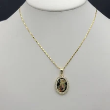 Guardian Angel with children on bridge 14K Gold Plated Necklace Pendant n Chain
