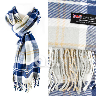 Mens Womens Winter Warm SCOTLAND Made 100% CASHMERE Scarf Scarves Plaid Wool