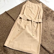 USED EXCELLENT CONDITION GUCCI TOM FORD-ERA DRESS WITH BELT, RAYON, BEIGE GOOD