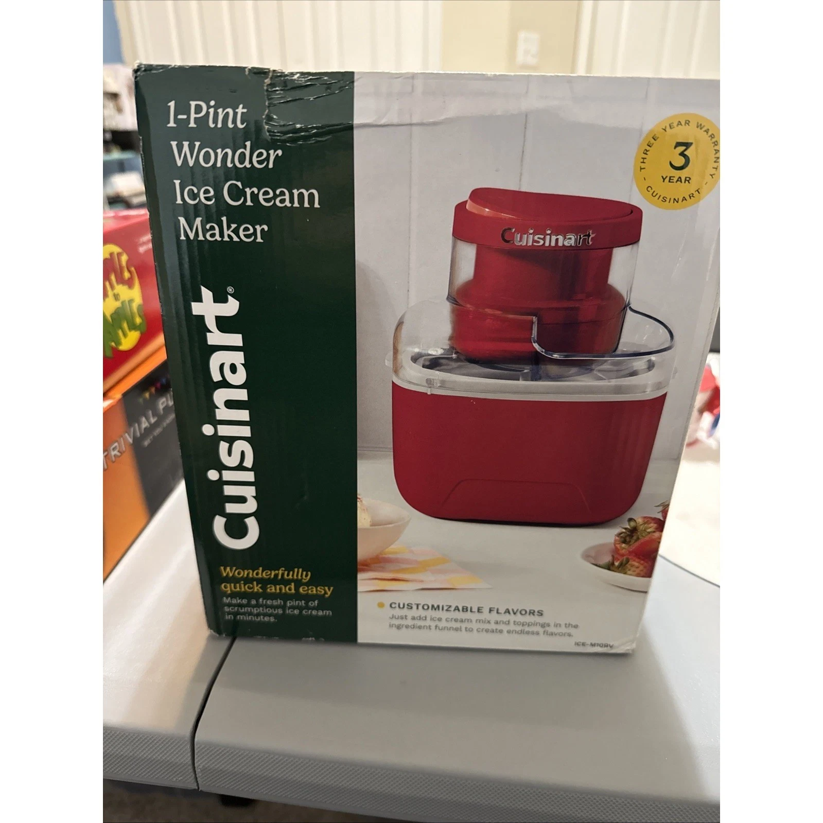 Cuisinart 1-Pint Wonder Ice Cream Maker Red Compact ICE-M10RV New Open Box
Opens in a new window or