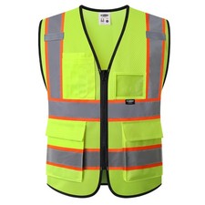 JKSafety Safety Vest for men women Hi Vis Vest with Pockets and Zipper Class 2 H