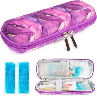 YOUSHARES Insulin Cooler Travel Case - Diabetic Insulated Marble Purple 