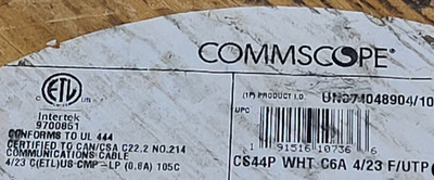 Commscope CS44P Cat6A F/UTP Shielded Network Ethernet 10G Cable CMP White /50ft